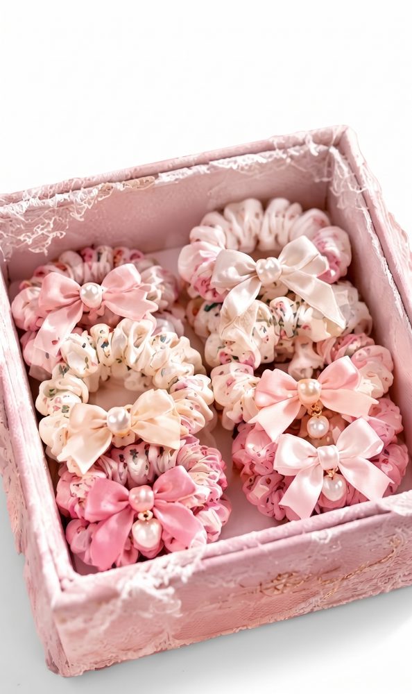 QVZJX Bow & Pearl Scrunchie Gift Box — photo 5