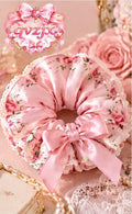 QVZJX Blush Pink Satin-Look Bow Scrunchie — photo 1
