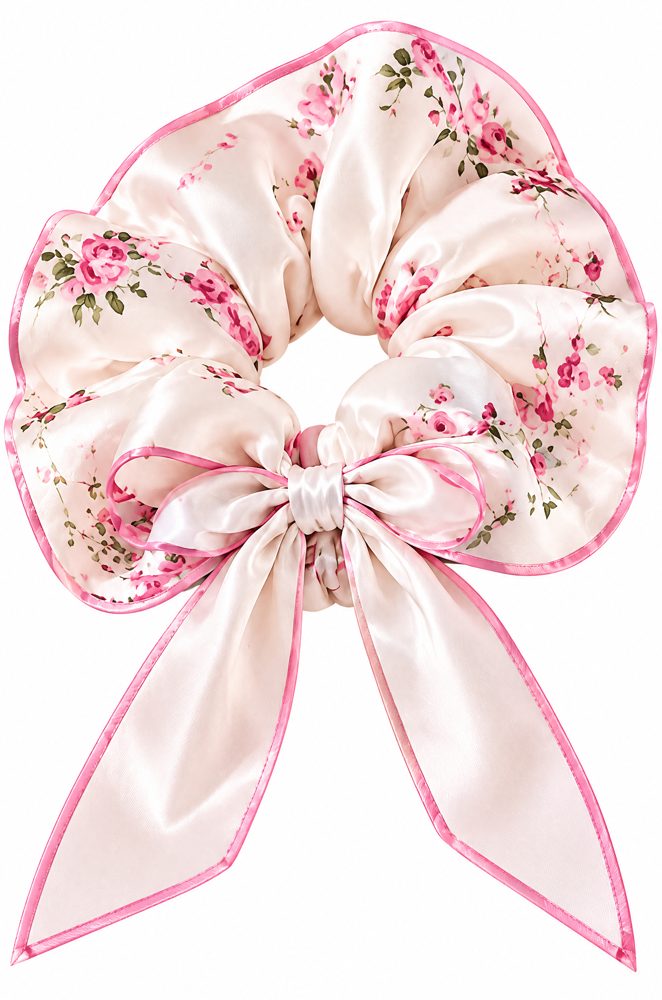 QVZJX Ivory Rose Ribbon Scrunchie — photo 3