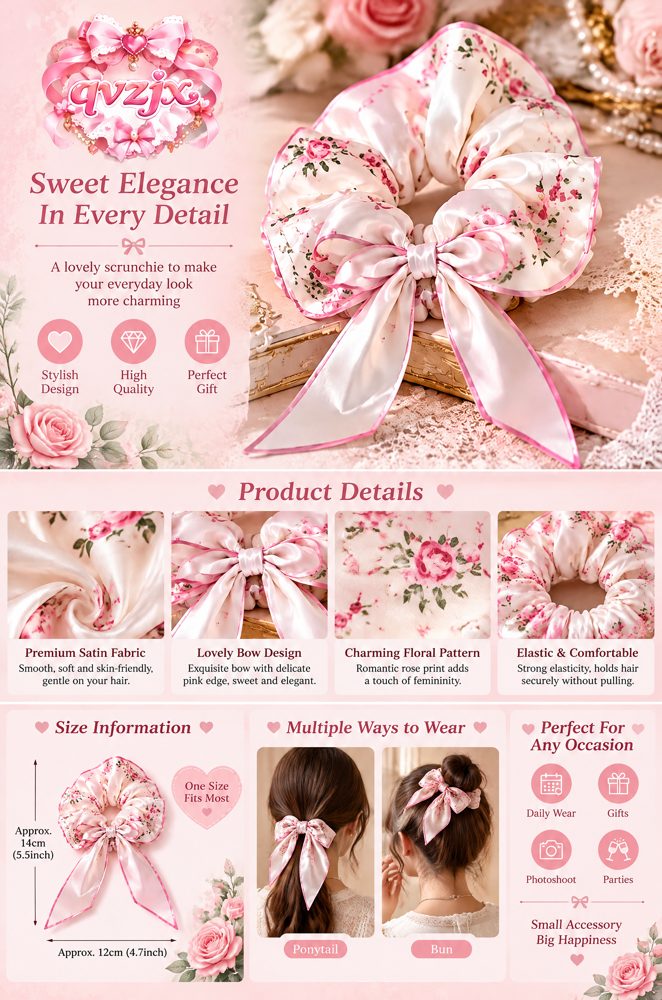 QVZJX Ivory Rose Ribbon Scrunchie — photo 5