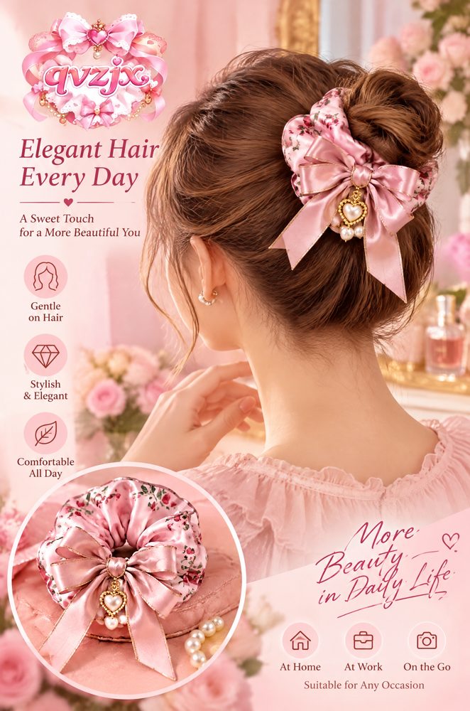 QVZJX Dusty Rose Floral Charm Scrunchie — photo 3