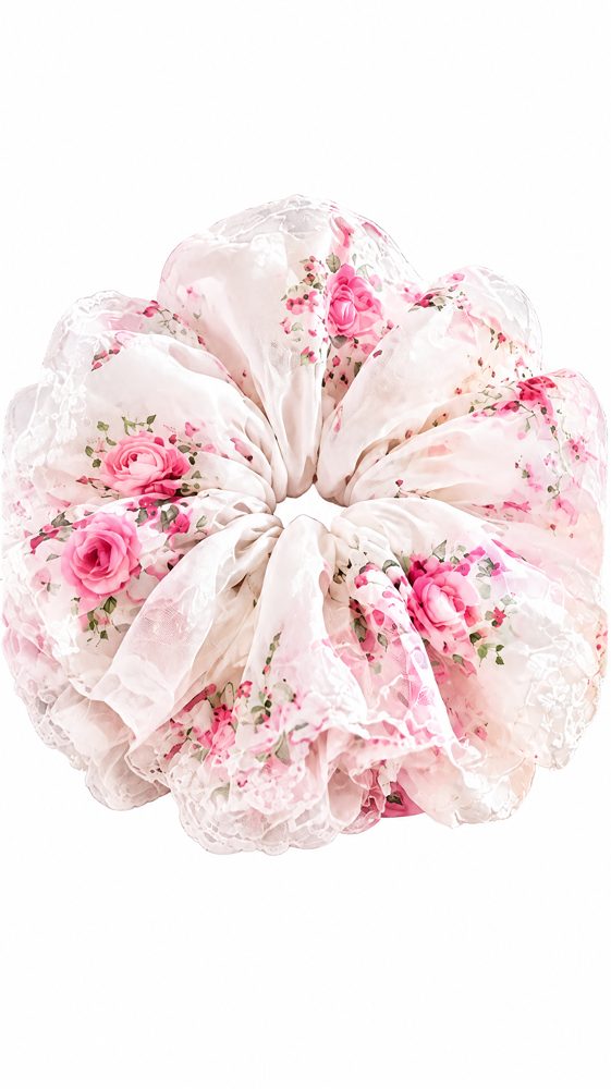 QVZJX Ivory Rose Lace Statement Scrunchie — photo 3