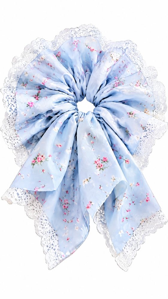 QVZJX Powder Blue Floral Lace Scrunchie — photo 5