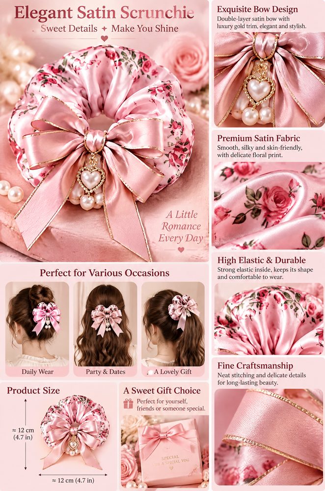 QVZJX Dusty Rose Floral Charm Scrunchie — photo 2